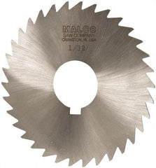 Made in USA - 3-1/2" Diam x 1/32" Blade Thickness x 1" Arbor Hole Diam, 34 Tooth Slitting and Slotting Saw - Arbor Connection, Right Hand, Uncoated, High Speed Steel, Concave Ground, Contains Keyway - Apex Tool & Supply
