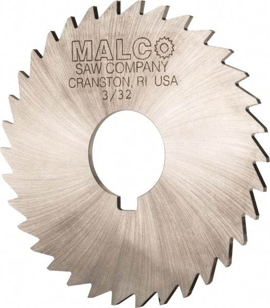 Made in USA - 3-1/2" Diam x 3/32" Blade Thickness x 1" Arbor Hole Diam, 34 Tooth Slitting and Slotting Saw - Arbor Connection, Right Hand, Uncoated, High Speed Steel, Concave Ground, Contains Keyway - Apex Tool & Supply