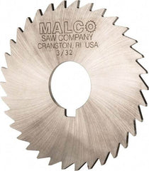 Made in USA - 3-1/2" Diam x 3/32" Blade Thickness x 1" Arbor Hole Diam, 34 Tooth Slitting and Slotting Saw - Arbor Connection, Right Hand, Uncoated, High Speed Steel, Concave Ground, Contains Keyway - Apex Tool & Supply