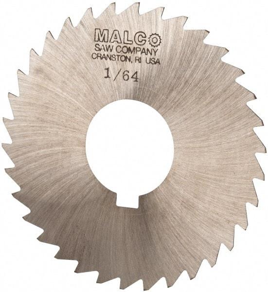 Made in USA - 3" Diam x 1/64" Blade Thickness x 1" Arbor Hole Diam, 34 Tooth Slitting and Slotting Saw - Arbor Connection, Right Hand, Uncoated, High Speed Steel, Concave Ground, Contains Keyway - Apex Tool & Supply
