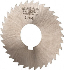 Made in USA - 3" Diam x 1/64" Blade Thickness x 1" Arbor Hole Diam, 34 Tooth Slitting and Slotting Saw - Arbor Connection, Right Hand, Uncoated, High Speed Steel, Concave Ground, Contains Keyway - Apex Tool & Supply