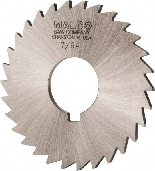 Made in USA - 3" Diam x 7/64" Blade Thickness x 1" Arbor Hole Diam, 30 Tooth Slitting and Slotting Saw - Arbor Connection, Right Hand, Uncoated, High Speed Steel, Concave Ground, Contains Keyway - Apex Tool & Supply