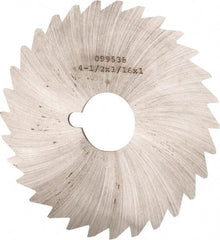 Made in USA - 4-1/2" Diam x 1/16" Blade Thickness x 1" Arbor Hole Diam, 40 Tooth Slitting and Slotting Saw - Arbor Connection, Right Hand, Uncoated, High Speed Steel, Concave Ground, Contains Keyway - Apex Tool & Supply