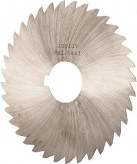 Made in USA - 4" Diam x 1/64" Blade Thickness x 1" Arbor Hole Diam, 36 Tooth Slitting and Slotting Saw - Arbor Connection, Right Hand, Uncoated, High Speed Steel, Concave Ground, Contains Keyway - Apex Tool & Supply