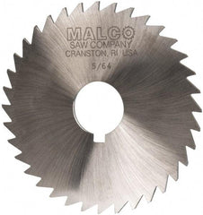 Made in USA - 4" Diam x 5/64" Blade Thickness x 1" Arbor Hole Diam, 36 Tooth Slitting and Slotting Saw - Arbor Connection, Right Hand, Uncoated, High Speed Steel, Concave Ground, Contains Keyway - Apex Tool & Supply