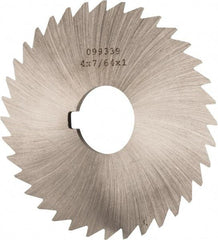 Made in USA - 4" Diam x 7/64" Blade Thickness x 1" Arbor Hole Diam, 36 Tooth Slitting and Slotting Saw - Arbor Connection, Right Hand, Uncoated, High Speed Steel, Concave Ground, Contains Keyway - Apex Tool & Supply
