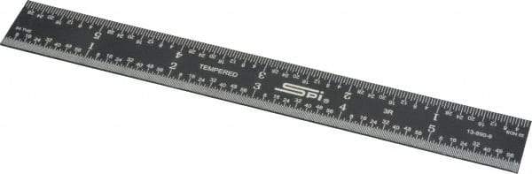 SPI - 6" Long, 1/64, 1/50, 1/32, 1/10" Graduation, Rigid Steel Rule - 3R Graduation Style, 3/4" Wide, Black, Black Chrome Finish - Apex Tool & Supply