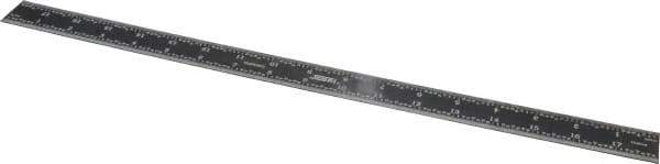 SPI - 18" Long, 1/64, 1/32" and 0.5, 1mm Graduation, Rigid Steel Rule - English/Metric Graduation Style, 1-1/8" Wide, Black, Black Chrome Finish - Apex Tool & Supply