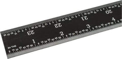 SPI - 24" Long, 1/64, 1/50, 1/32, 1/10" Graduation, Rigid Steel Rule - 3R Graduation Style, 1-1/8" Wide, Black, Black Chrome Finish - Apex Tool & Supply