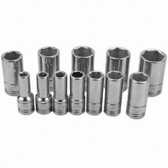 SK - 1/4" Drive Semi-Deep Socket Set - 5 to 15mm, Metric Measurement Standard - Apex Tool & Supply