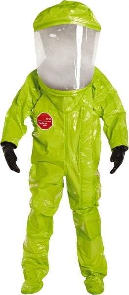 Dupont - Size L, High Visibility Lime, Chemical, Disposable Encapsulated Suit - Attached Hood, Elastic Ankle, Elastic Wrist - Apex Tool & Supply