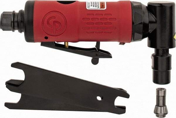 Chicago Pneumatic - 1/4" Collet, Angle Handle, Angle Air Die Grinder - 22,000 RPM, Rear Exhaust, 8.69 CFM, 0.28 hp, 6.21 bar, 1/4" Inlet - Apex Tool & Supply