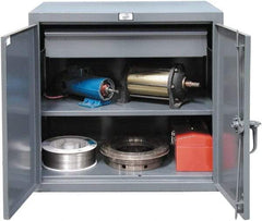 Strong Hold - 1 Shelf 1 Bin Locking Storage Cabinet - Steel, 48" Wide x 24" Deep x 42" High, Dark Gray - Apex Tool & Supply