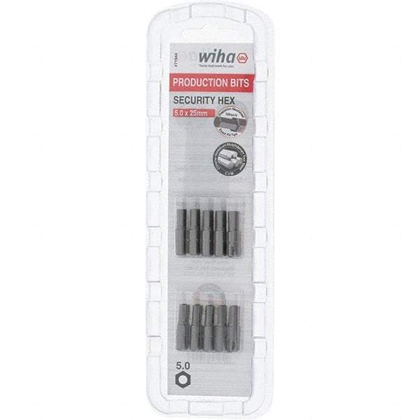 Wiha - 5mm Hex Screwdriver Bit - 1/4" Drive, 1" OAL - Apex Tool & Supply