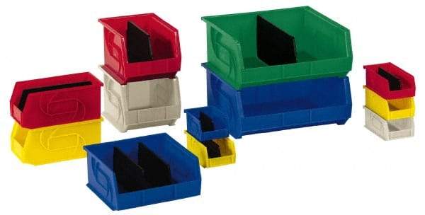LEWISBins+ - 40 Lb. Load Capacity, 10-3/4" Deep, Gray Polypropylene Hopper Stacking Bin - 7" High x 8-1/4" Wide x 10-3/4" Long - Apex Tool & Supply