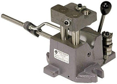 Heinrich - 1-1/2 to 2-1/2" Vee Capacity, Air Cross Hole Jig - 10-1/2" Long x 9-1/8" Wide x 8-5/8" High, 5/16, 1/2, 3/4, 1 & 1-3/8" ID of Furnished Liners - Apex Tool & Supply