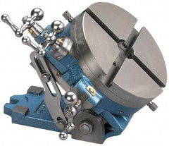 Palmgren - 8" Table Diam, Cross Slide Tilting Cross Slide Rotary Machining Table - 5" Centerline Height, 1-5/8" Bore Diam, 5/8" T-Slot Width - Apex Tool & Supply