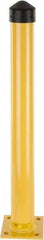 Eagle - 4-1/2" Diam x 42" High, Yellow Steel Bollard - 8" Wide x 8" Long Mounting Plate, 50 Lb - Apex Tool & Supply