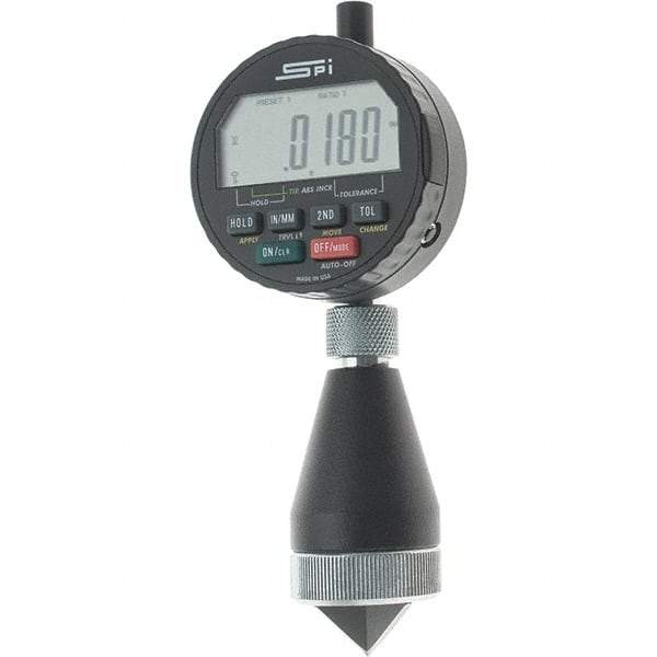 SPI - 0 to 1", 0 to 90° Included Angle, Digital Chamfer Gage - Hardened Tool Steel (Plunger), 3 Blade Plunger, 0.0001" Accuracy, 0.0001" Graduation - Apex Tool & Supply