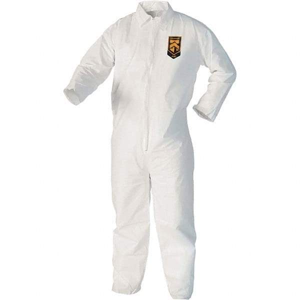 KleenGuard - Size L Film Laminate Chemical Resistant Coveralls - White, Zipper Closure, Open Cuffs, Open Ankles - Apex Tool & Supply