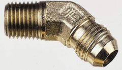 Parker - 1/2" Tube OD, 37° Steel Flared Tube Male 45° Elbow - 3/4 NPTF, Flare x MNPTF Ends - Apex Tool & Supply