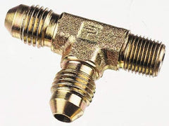 Parker - 1/2" Tube OD, 37° Steel Flared Tube Male Run Tee - 3/8 NPTF, Flare x MNPTF Ends - Apex Tool & Supply