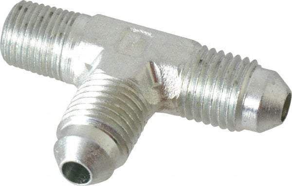 Parker - 1/4" Tube OD, 37° Steel Flared Tube Male Run Tee - 1/8 NPTF, Flare x MNPTF Ends - Apex Tool & Supply