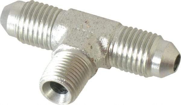 Parker - 1/4" Tube OD, 37° Steel Flared Tube Male Branch Tee - 1/8 NPTF, Flare x MNPTF Ends - Apex Tool & Supply