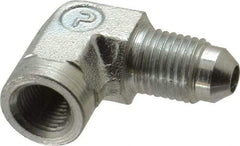 Parker - 1/4" Tube OD, 37° Steel Flared Tube Female Elbow - 1/8 NPTF, Flare x FNPTF Ends - Apex Tool & Supply