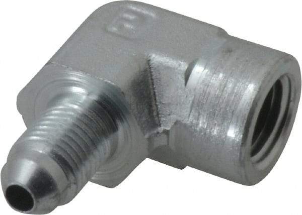 Parker - 1/4" Tube OD, 37° Steel Flared Tube Female Elbow - 1/4 NPTF, Flare x FNPTF Ends - Apex Tool & Supply