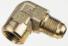 Parker - 3/8" Tube OD, 37° Steel Flared Tube Female Elbow - 1/8 NPTF, Flare x FNPTF Ends - Apex Tool & Supply
