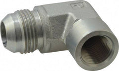 Parker - 3/4" Tube OD, 37° Steel Flared Tube Female Elbow - 1/2 NPTF, Flare x FNPTF Ends - Apex Tool & Supply