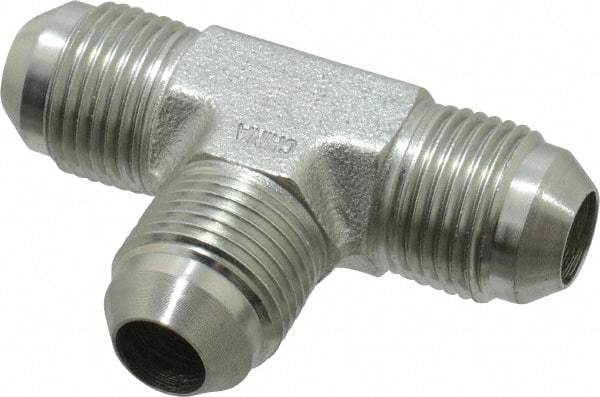 Parker - 1/2" Tube OD, 37° Steel Flared Tube Union Tee - Flare x Flare x Flare Ends - Apex Tool & Supply