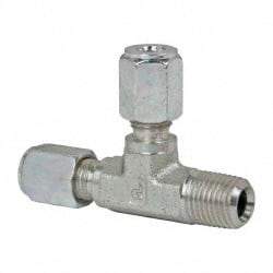 Parker - Metal Flareless Bite Tube Male Run Tee - 1/4 NPTF - Apex Tool & Supply