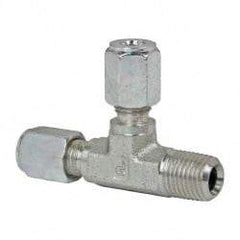 Parker - Metal Flareless Bite Tube Male Run Tee - 1/4 NPTF - Apex Tool & Supply