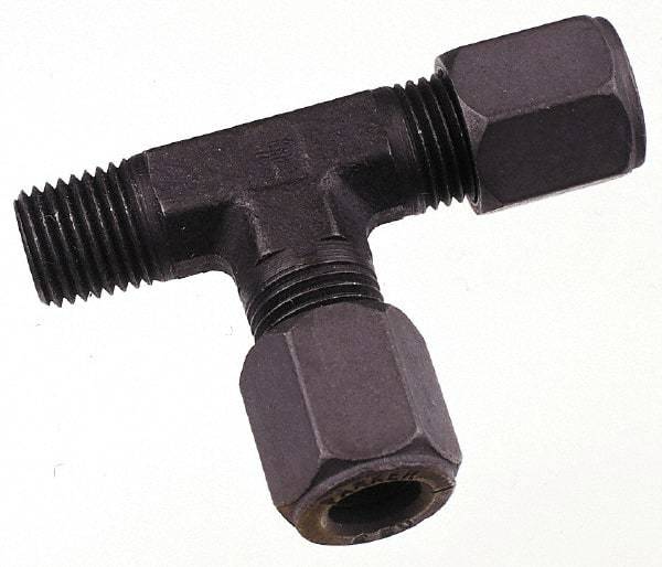 Parker - Metal Flareless Bite Tube Male Run Tee - 1/8 NPTF - Apex Tool & Supply