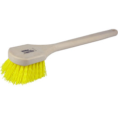 20″ Utility Scrub Brush, Yellow Polypropylene Fill, Long Handle, Foam Block - Apex Tool & Supply