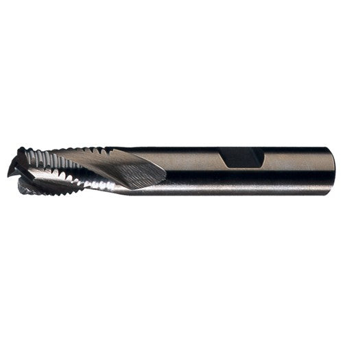 ‎1/4″ × 3/8″ × 5/8″ × 2-7/16″ RHS / RHC HSS-CO 8% (M42) 4-Flute, Center Cutting Coarse Profile Roughing End Mill - Bright - Exact Industrial Supply