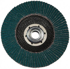3M - 120 Grit, 7" Disc Diam, 5/8-11 Center Hole, Type 27 Zirconia Alumina Flap Disc - Cloth Backing, Arbor Attaching System, Coated - Apex Tool & Supply