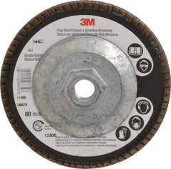 3M - 40 Grit, 4-1/2" Disc Diam, 5/8-11 Center Hole, Type 29 Zirconia Alumina Flap Disc - Cloth Backing, Arbor Attaching System, Coated - Apex Tool & Supply