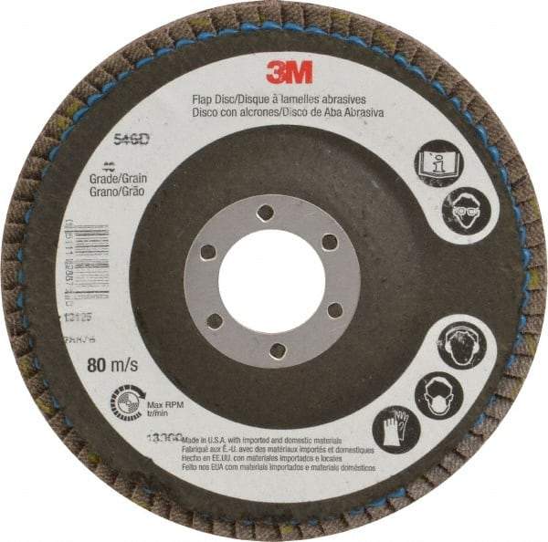 3M - 40 Grit, 4-1/2" Disc Diam, 7/8 Center Hole, Type 29 Zirconia Alumina Flap Disc - Cloth Backing, Arbor Attaching System, Coated - Apex Tool & Supply