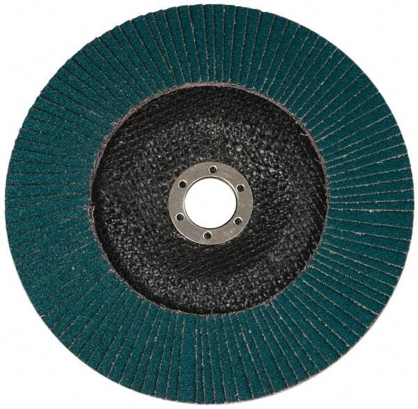 3M - 60 Grit, 7" Disc Diam, 7/8" Center Hole, Type 27 Zirconia Alumina Flap Disc - 8,600 Max RPM, Cloth Backing, Arbor Attaching System, Coated - Apex Tool & Supply