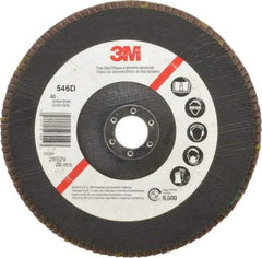 3M - 60 Grit, 7" Disc Diam, 7/8" Center Hole, Type 29 Zirconia Alumina Flap Disc - Cloth Backing, Arbor Attaching System, Coated - Apex Tool & Supply
