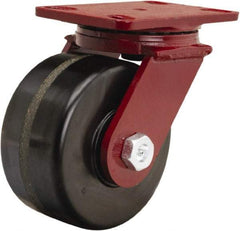 Hamilton - 6" Diam x 3" Wide x 7-1/2" OAH Top Plate Mount Swivel Caster - Phenolic, 2,000 Lb Capacity, Straight Roller Bearing, 4-1/2 x 6-1/2" Plate - Apex Tool & Supply