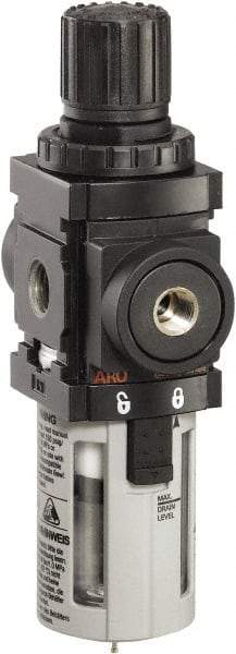 ARO/Ingersoll-Rand - 1/8" NPT Port Miniature 1 Piece Filter/Regulator FRL Unit - Polycarbonate Bowl, 43 SCFM, 150 Max psi, 6.2" High x 1.575" Long, Manual Drain - Apex Tool & Supply
