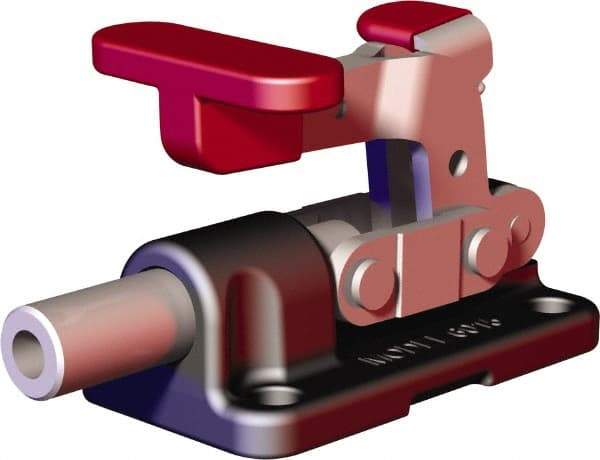 De-Sta-Co - 562.02 Lb Load Capacity, Flanged Base, Carbon Steel, Standard Straight Line Action Clamp - 4 Mounting Holes, 0.22" Mounting Hole Diam, 0.39" Plunger Diam, T-Handle Handle - Apex Tool & Supply