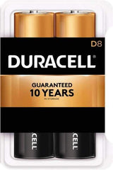 Duracell - Size D, Alkaline, 8 Pack, Standard Battery - 1.5 Volts, Button Tab Terminal - Apex Tool & Supply
