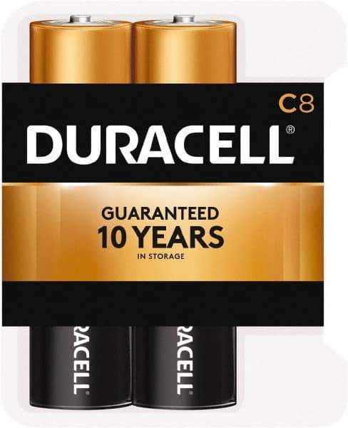 Duracell - Size C, Alkaline, 8 Pack, Standard Battery - 1.5 Volts, Button Tab Terminal - Apex Tool & Supply