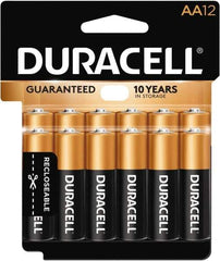 Duracell - Size AA, Alkaline, 12 Pack, Standard Battery - 1.5 Volts, Button Tab Terminal - Apex Tool & Supply