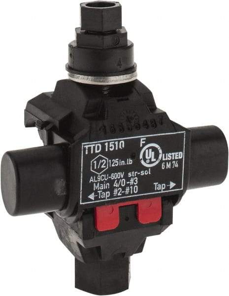 Ideal - 10 to 2 (Tap), 3 to 4/0 (Run) AWG Compatible, Tap Connector - 2.2" OAL x 1.8" OAW x 3.1" OAH - Apex Tool & Supply